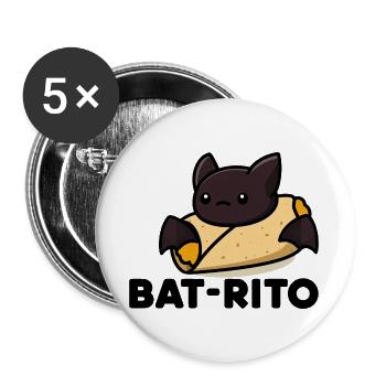 Bat-Rito Taco-Bat Cartoon - Buttons groß 56 mm (5er Pack) - Weiß - Vorne