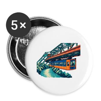Wuppertaler Schwebebahn Retro - Buttons groß 56 mm (5er Pack) - Weiß - Vorne
