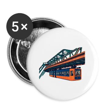 Wuppertaler Schwebebahn Risograph - Buttons groß 56 mm (5er Pack) - Weiß - Vorne