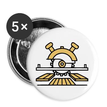 Tischkreissaege Holz Logo - Buttons groß 56 mm (5er Pack) - Weiß - Vorne