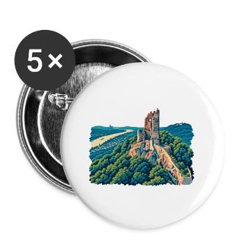 Drachenfels Retro - Buttons groß 56 mm (5er Pack) - Weiß - Vorne