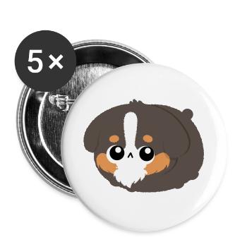 Chibi Berner Bergwelpe - Buttons groß 56 mm (5er Pack) - Weiß - Vorne
