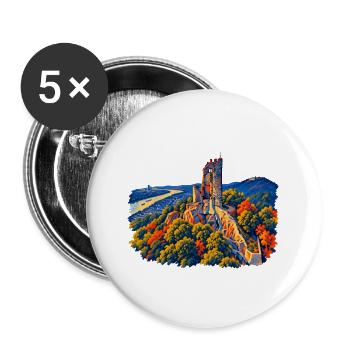 Drachenfels Expressionistisch - Buttons groß 56 mm (5er Pack) - Weiß - Vorne