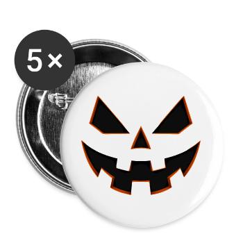 Kürbisgesicht im Orange Glow - Buttons groß 56 mm (5er Pack) - Weiß - Vorne
