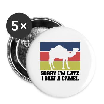 Kamel Humor Retro - Buttons groß 56 mm (5er Pack) - Weiß - Vorne