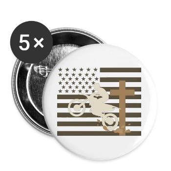 Patriotische Dirtbike-Tarnflagge - Buttons groß 56 mm (5er Pack) - Weiß - Vorne