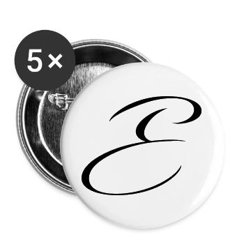 Name mit E Initiale für Emma Emilia Elias Emil - Buttons groß 56 mm (5er Pack) - Weiß - Vorne