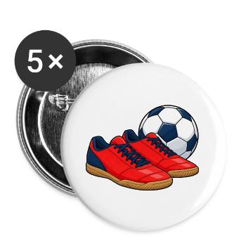 Futsal-Schuhe und Ball - Buttons groß 56 mm (5er Pack) - Weiß - Vorne