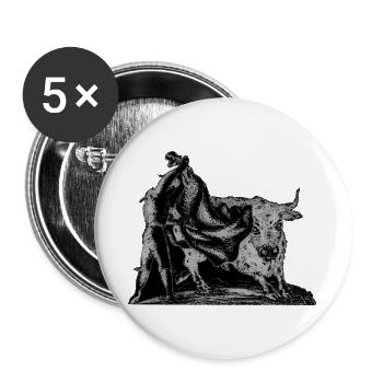 Vintage_Bull_and_Matador_Corrida_Ink_Art - Buttons groß 56 mm (5er Pack) - Weiß - Vorne