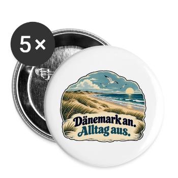 Dänemark Strand Vintage - Buttons groß 56 mm (5er Pack) - Weiß - Vorne