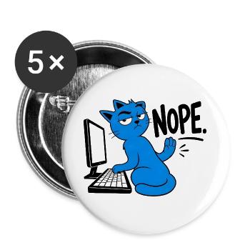 Katzen-Geek-Humor NEIN - Buttons groß 56 mm (5er Pack) - Weiß - Vorne