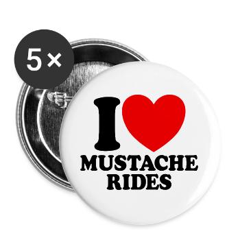 Ich liebe Schnurrbartfahrten – Schnurrbartfahrt fü - Buttons groß 56 mm (5er Pack) - Weiß - Vorne