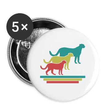 Geparden Trio Retro Style - Buttons groß 56 mm (5er Pack) - Weiß - Vorne