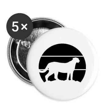  Gepard Retro Silhouette - Buttons groß 56 mm (5er Pack) - Weiß - Vorne