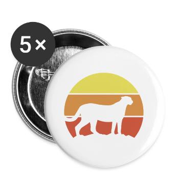 Gepard Retro Style - Buttons groß 56 mm (5er Pack) - Weiß - Vorne