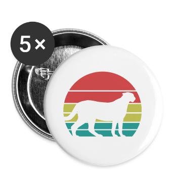 Gepard Retro Silhouette - Buttons groß 56 mm (5er Pack) - Weiß - Vorne