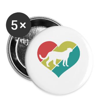 Gepard Herz Retro Style - Buttons groß 56 mm (5er Pack) - Weiß - Vorne