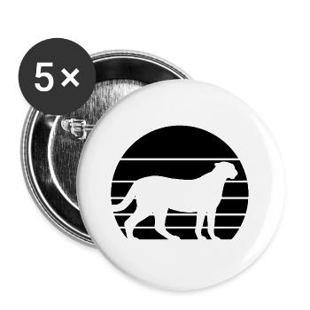 Gepard Retro Silhouette - Buttons groß 56 mm (5er Pack) - Weiß - Vorne