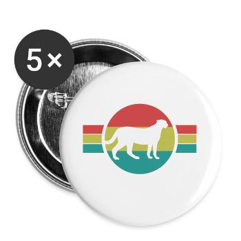 Gepard Retro Style - Buttons groß 56 mm (5er Pack) - Weiß - Vorne