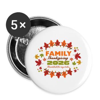 Familien-Thanksgiving 2026 Leaf Burst - Buttons groß 56 mm (5er Pack) - Weiß - Vorne