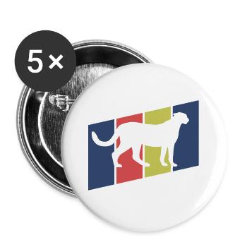 Gepard Retro Silhouette - Buttons groß 56 mm (5er Pack) - Weiß - Vorne