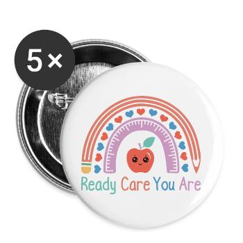Pre K Teacher Ready Care You Are Kindergarten - Buttons groß 56 mm (5er Pack) - Weiß - Vorne