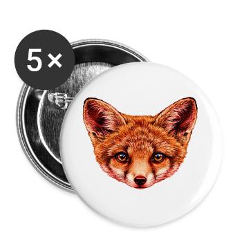 fuchsbaby Kopf Illustration - Buttons groß 56 mm (5er Pack) - Weiß - Vorne