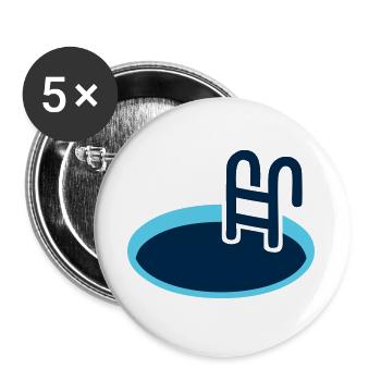 Eisbad Pool Schwimm Logo - Buttons groß 56 mm (5er Pack) - Weiß - Vorne