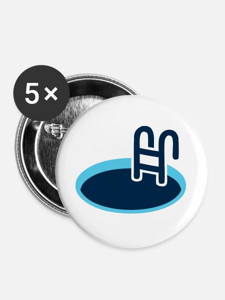 Eisbad Pool Schwimm Logo - Buttons groß 56 mm (5er Pack) - Weiß
