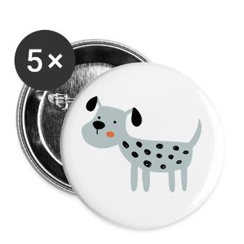 hellblauer Hund - Buttons groß 56 mm (5er Pack) - Weiß - Vorne