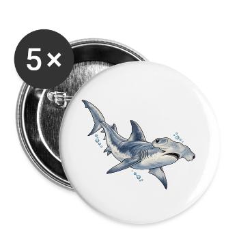 Tiefsee Hai Illustration - Buttons groß 56 mm (5er Pack) - Weiß - Vorne
