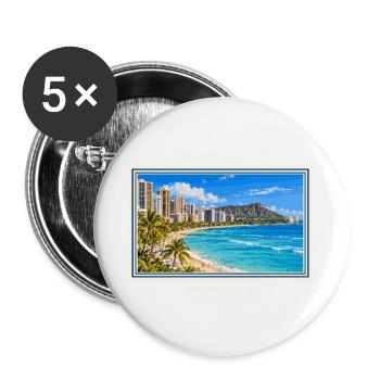 Vereinigte Staaten Honolulu Vintage Reisemarke - Buttons groß 56 mm (5er Pack) - Weiß - Vorne