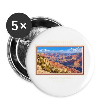 Vereinigte Staaten Grand Canyon Vintage Reisemarke - Buttons groß 56 mm (5er Pack) - Weiß - Vorne