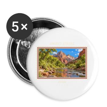 Vereinigte Staaten Zion Vintage Reisemarke - Buttons groß 56 mm (5er Pack) - Weiß - Vorne