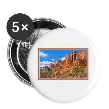 Vereinigte Staaten Sedona Vintage Reisemarke - Buttons groß 56 mm (5er Pack) - Weiß - Vorne