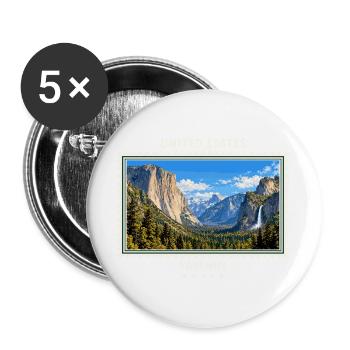 Vereinigte Staaten Yosemite Vintage Reisemarke - Buttons groß 56 mm (5er Pack) - Weiß - Vorne