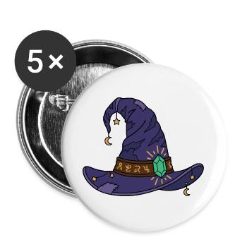 Vintage-Hexenhut-Halloween-Gruselsaison - Buttons groß 56 mm (5er Pack) - Weiß - Vorne