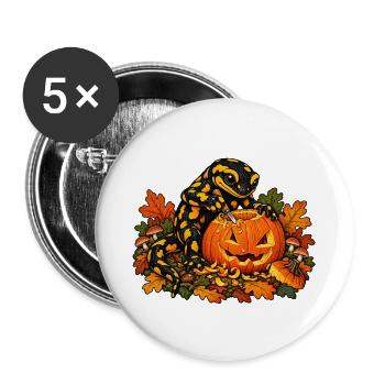 Salamander schnitzt Halloween-Kürbis - Buttons groß 56 mm (5er Pack) - Weiß - Vorne