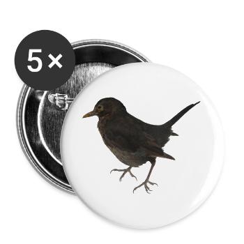 Amsel - Buttons groß 56 mm (5er Pack) - Weiß - Vorne