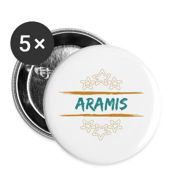Geschenk für Aramis - Buttons groß 56 mm (5er Pack) - Weiß - Vorne