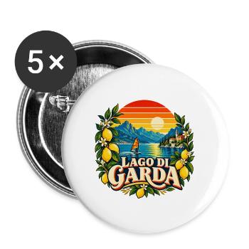 Lago di Garda Retro - Buttons groß 56 mm (5er Pack) - Weiß - Vorne