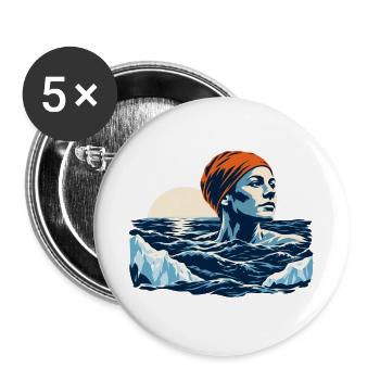 Eisbaden Winterruhe - Buttons groß 56 mm (5er Pack) - Weiß - Vorne