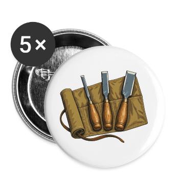 Werkbankmeißel und Leinwandwerkzeugrolle - Buttons groß 56 mm (5er Pack) - Weiß - Vorne