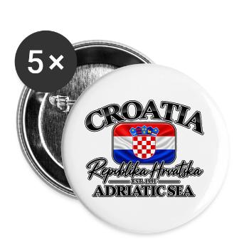 Croatia - Kroatien - Wappen - Mittelmeer - Adria - Buttons groß 56 mm (5er Pack) - Weiß - Vorne