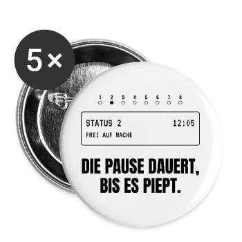 Die Pause dauert, bis es piept. - Buttons groß 56 mm (5er Pack) - Weiß - Vorne