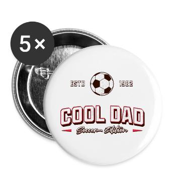 Cool Dad 1982 Fussball Papa Geburtstag Geschenk - Buttons groß 56 mm (5er Pack) - Weiß - Vorne