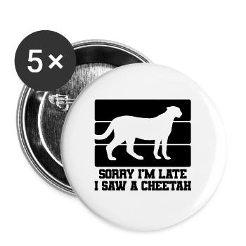 Gepard Spruch Humor - Buttons groß 56 mm (5er Pack) - Weiß - Vorne