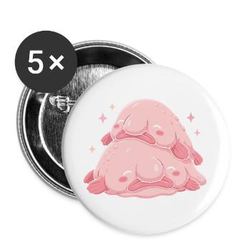  Kawaii Blobfisch Kuscheln Süßer Rosa Gestapelter - Buttons groß 56 mm (5er Pack) - Weiß - Vorne