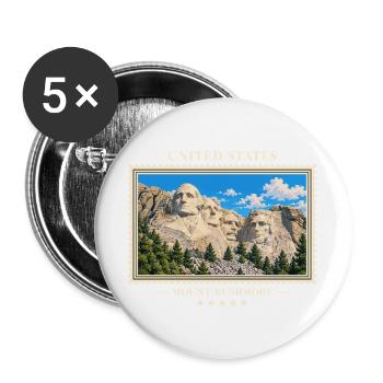 Vereinigte Staaten Mount Rushmore Vintage Marke - Buttons groß 56 mm (5er Pack) - Weiß - Vorne