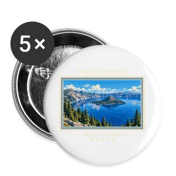 Vereinigte Staaten Crater Lake Vintage Reisemarke - Buttons groß 56 mm (5er Pack) - Weiß - Vorne